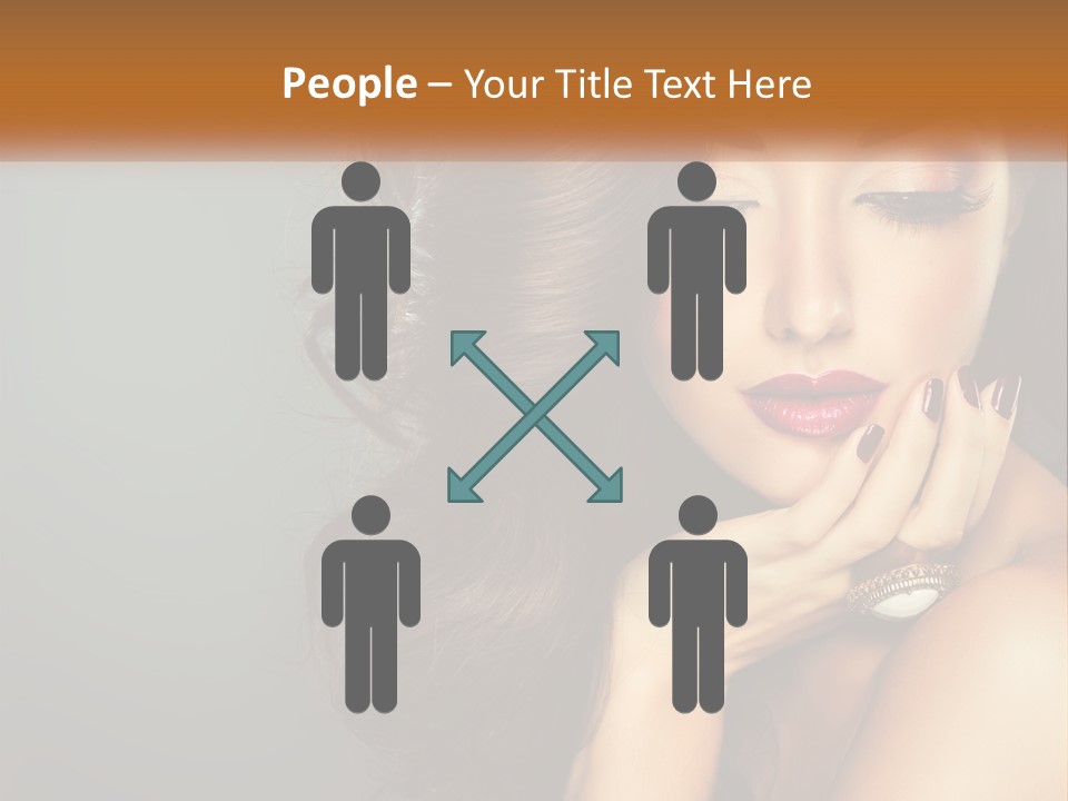 A Beautiful Woman With Long Hair And Red Lipstick PowerPoint Template