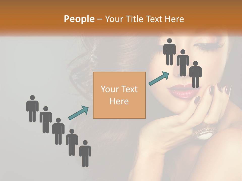 A Beautiful Woman With Long Hair And Red Lipstick PowerPoint Template