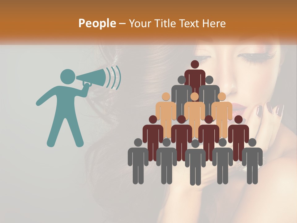 A Beautiful Woman With Long Hair And Red Lipstick PowerPoint Template