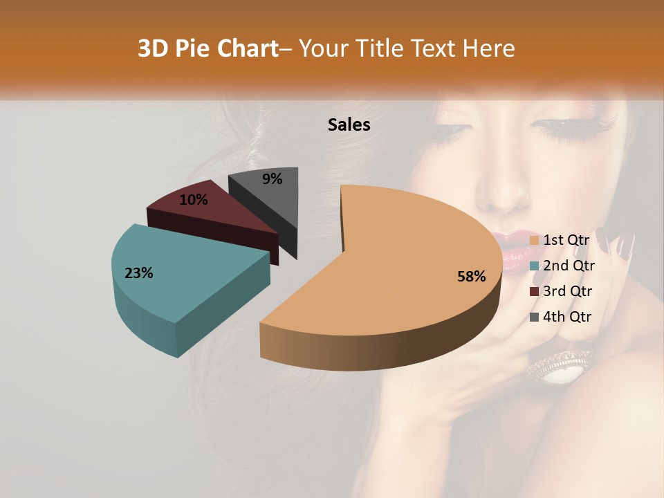 A Beautiful Woman With Long Hair And Red Lipstick PowerPoint Template