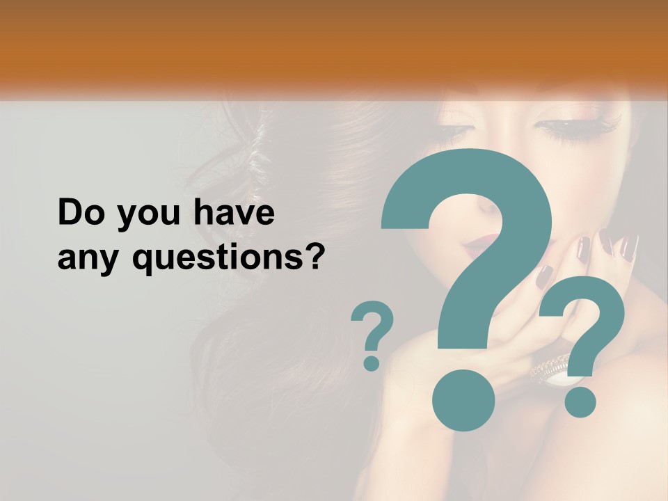 A Beautiful Woman With Long Hair And Red Lipstick PowerPoint Template