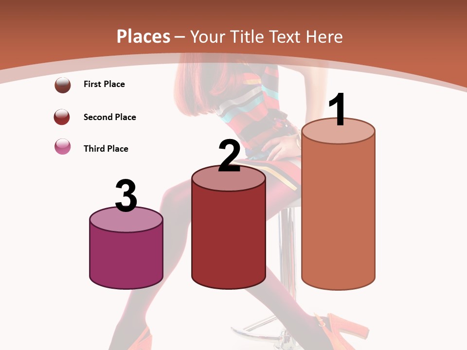 A Woman Sitting On A Stool With Her Legs Crossed PowerPoint Template