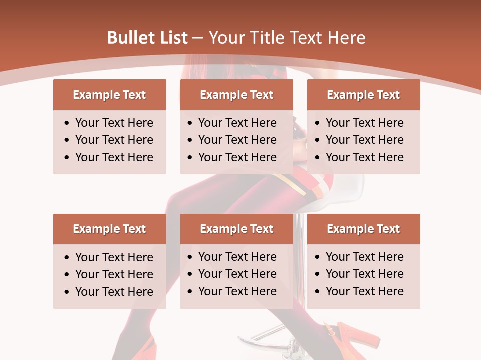 A Woman Sitting On A Stool With Her Legs Crossed PowerPoint Template