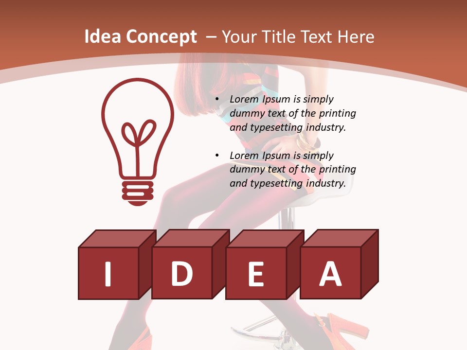 A Woman Sitting On A Stool With Her Legs Crossed PowerPoint Template