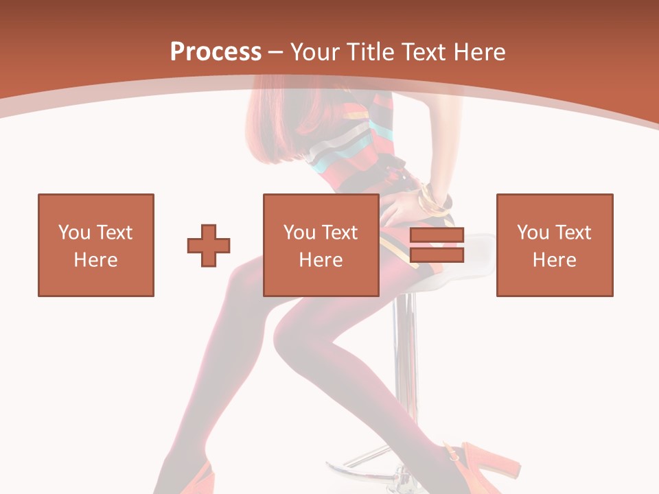 A Woman Sitting On A Stool With Her Legs Crossed PowerPoint Template