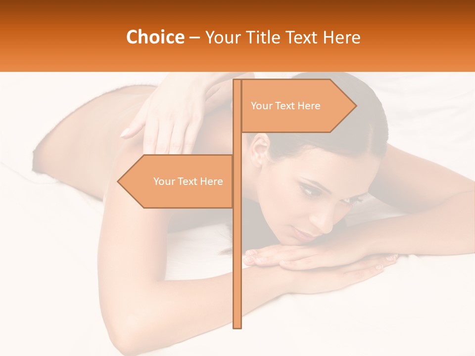 A Woman Laying On A Bed With Her Hands On Her Chest PowerPoint Template