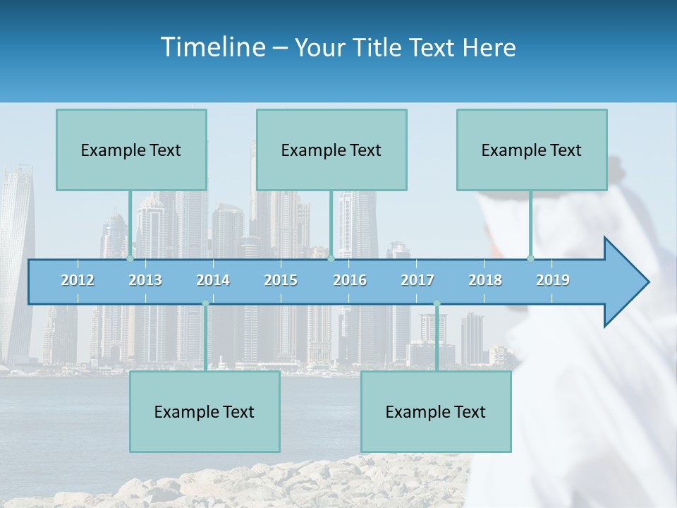 A Man Standing In Front Of A Body Of Water With A City In The Background PowerPoint Template