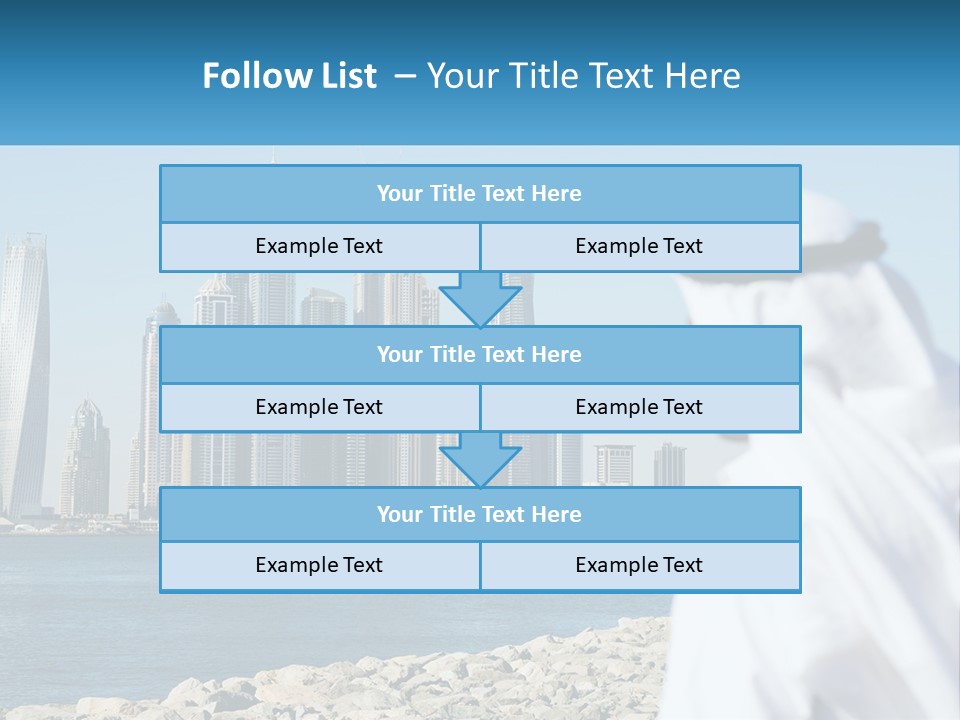 A Man Standing In Front Of A Body Of Water With A City In The Background PowerPoint Template