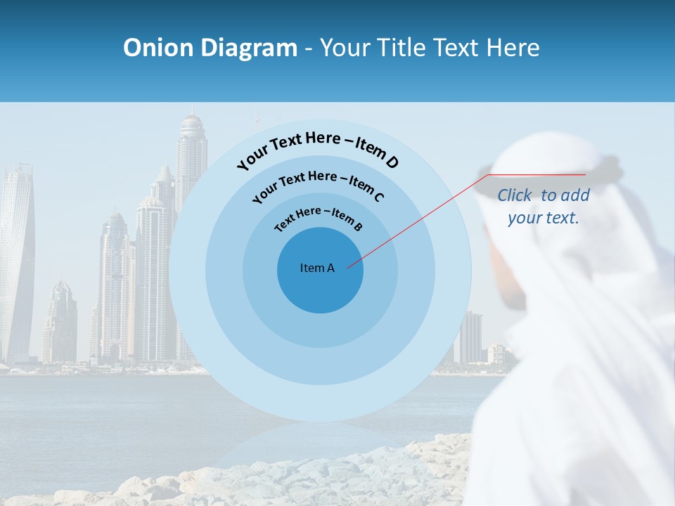 A Man Standing In Front Of A Body Of Water With A City In The Background PowerPoint Template