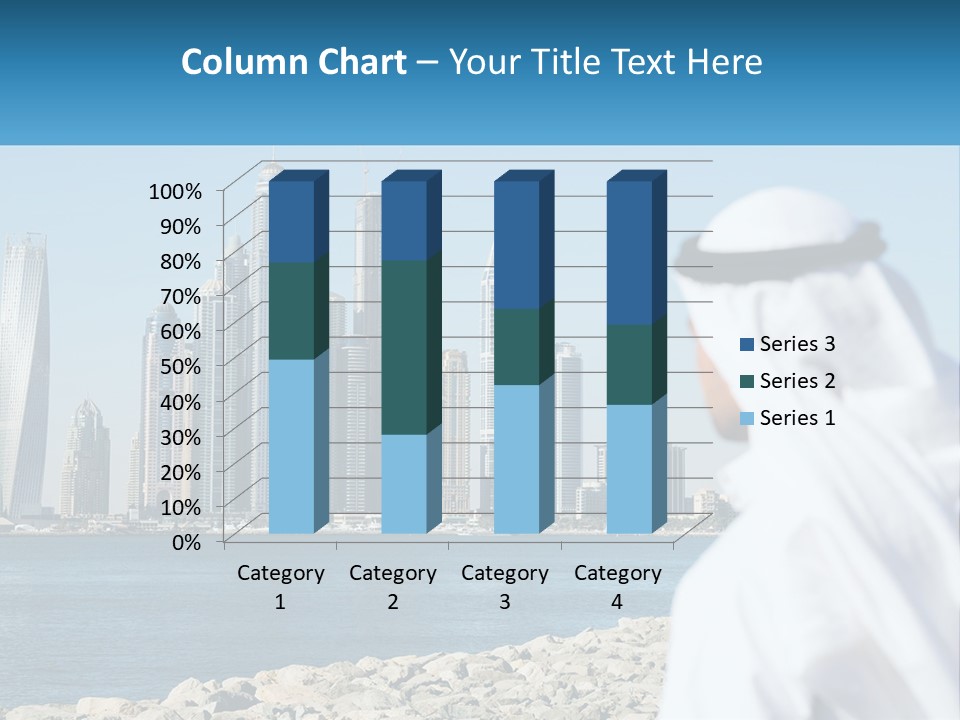 A Man Standing In Front Of A Body Of Water With A City In The Background PowerPoint Template