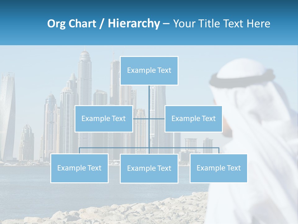 A Man Standing In Front Of A Body Of Water With A City In The Background PowerPoint Template