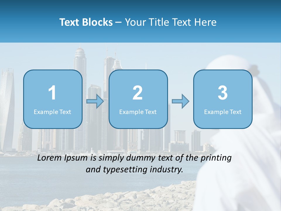 A Man Standing In Front Of A Body Of Water With A City In The Background PowerPoint Template
