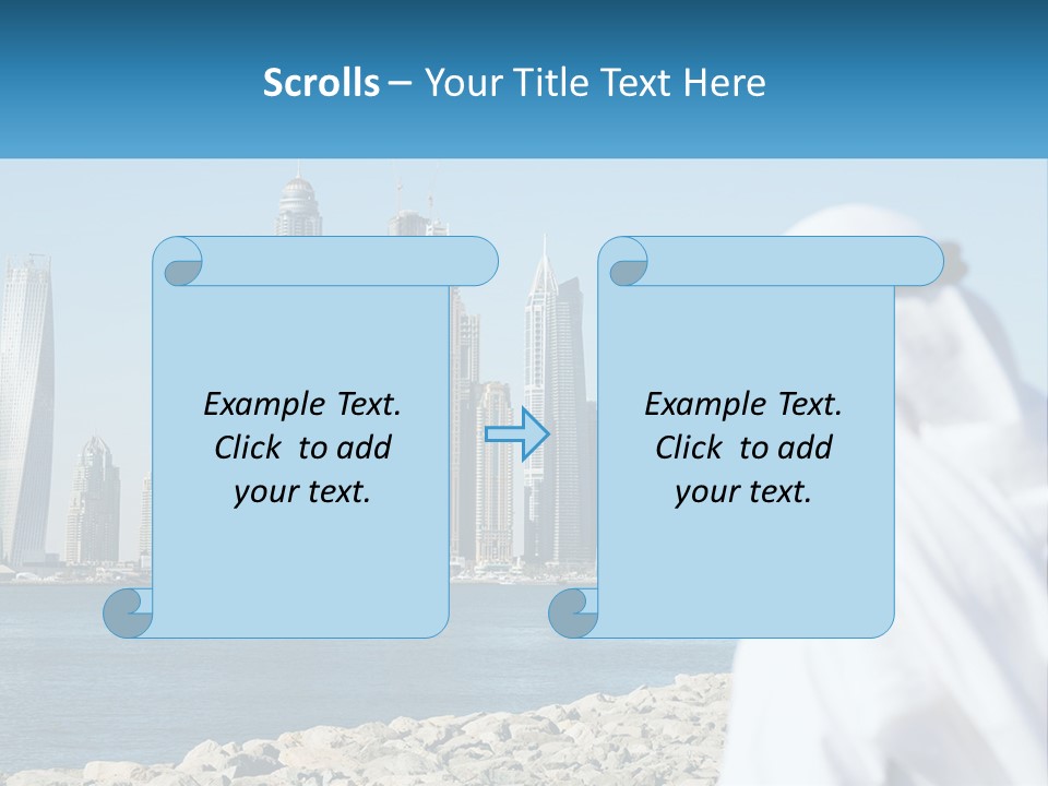 A Man Standing In Front Of A Body Of Water With A City In The Background PowerPoint Template