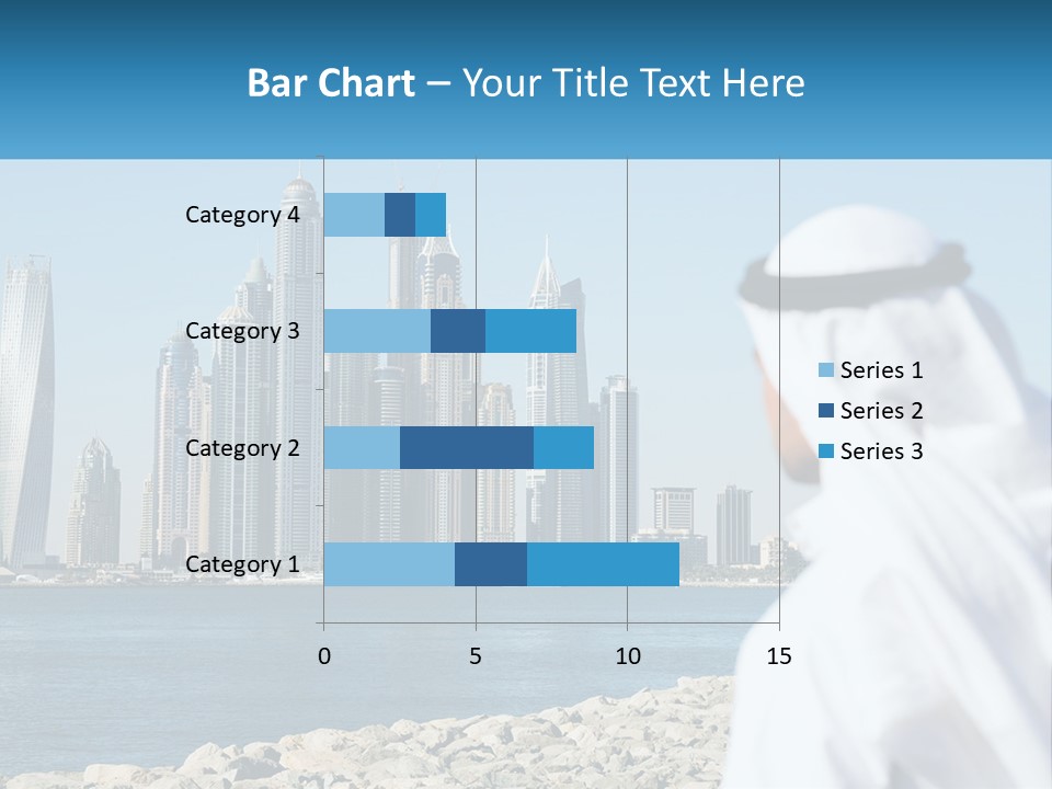 A Man Standing In Front Of A Body Of Water With A City In The Background PowerPoint Template