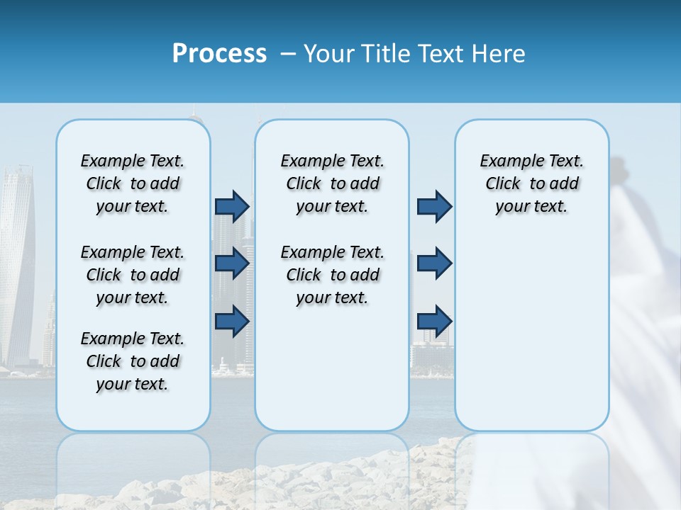 A Man Standing In Front Of A Body Of Water With A City In The Background PowerPoint Template