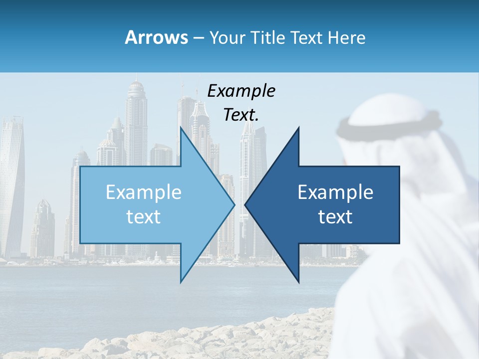 A Man Standing In Front Of A Body Of Water With A City In The Background PowerPoint Template