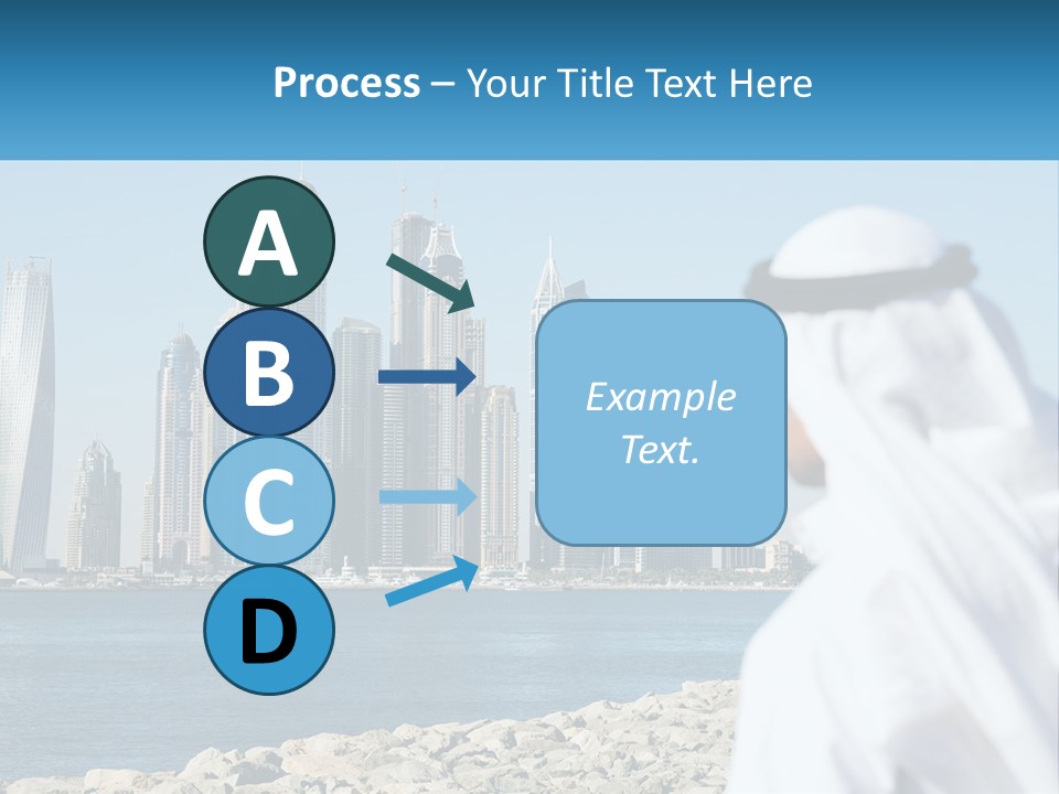 A Man Standing In Front Of A Body Of Water With A City In The Background PowerPoint Template
