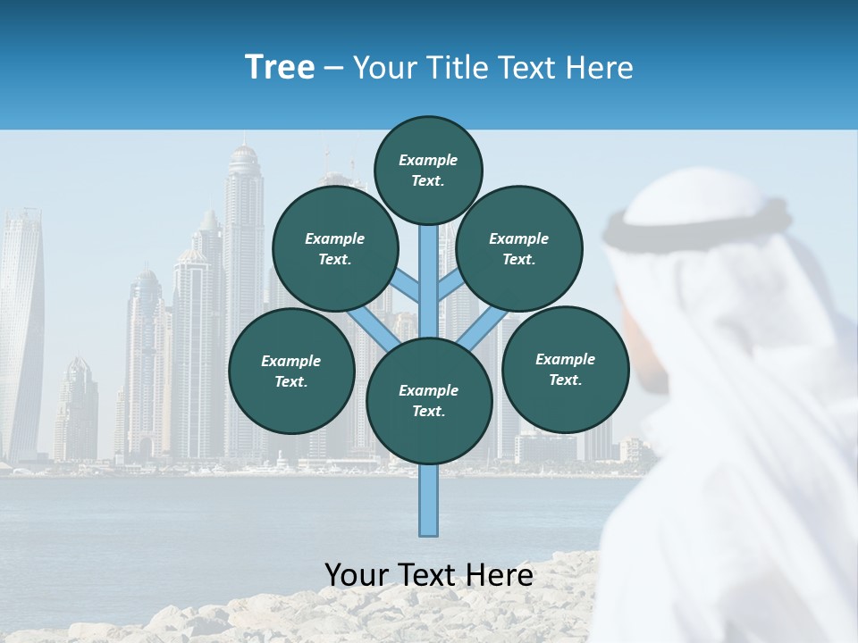 A Man Standing In Front Of A Body Of Water With A City In The Background PowerPoint Template