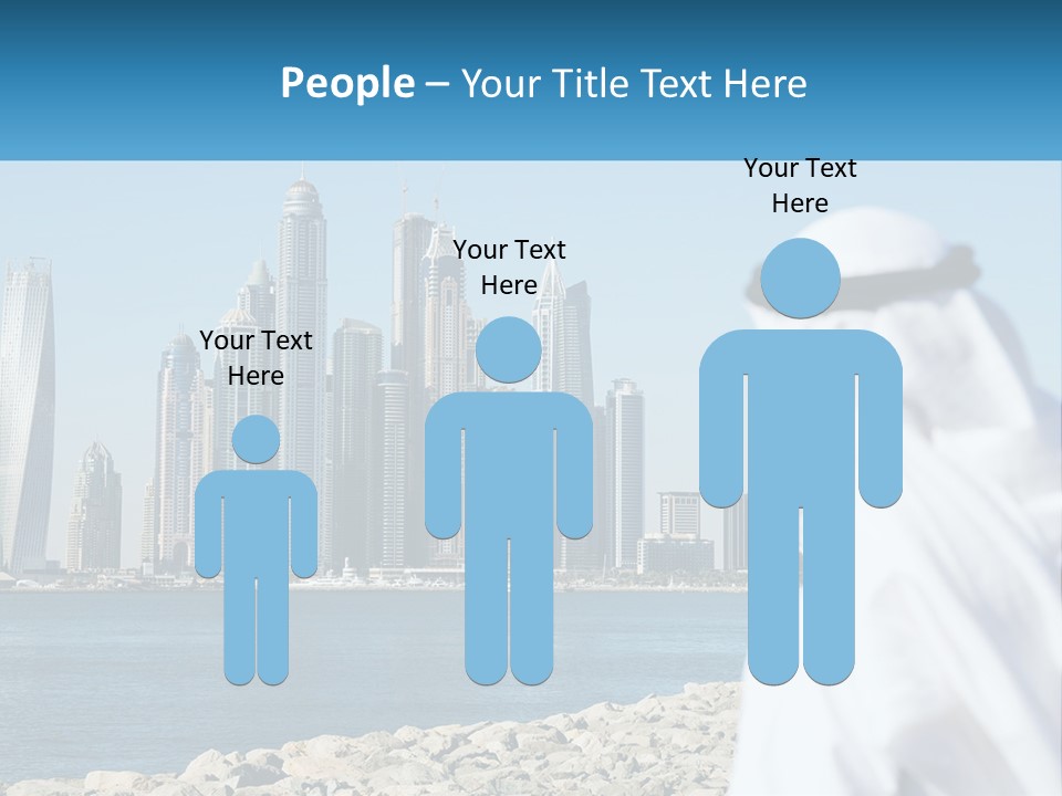 A Man Standing In Front Of A Body Of Water With A City In The Background PowerPoint Template