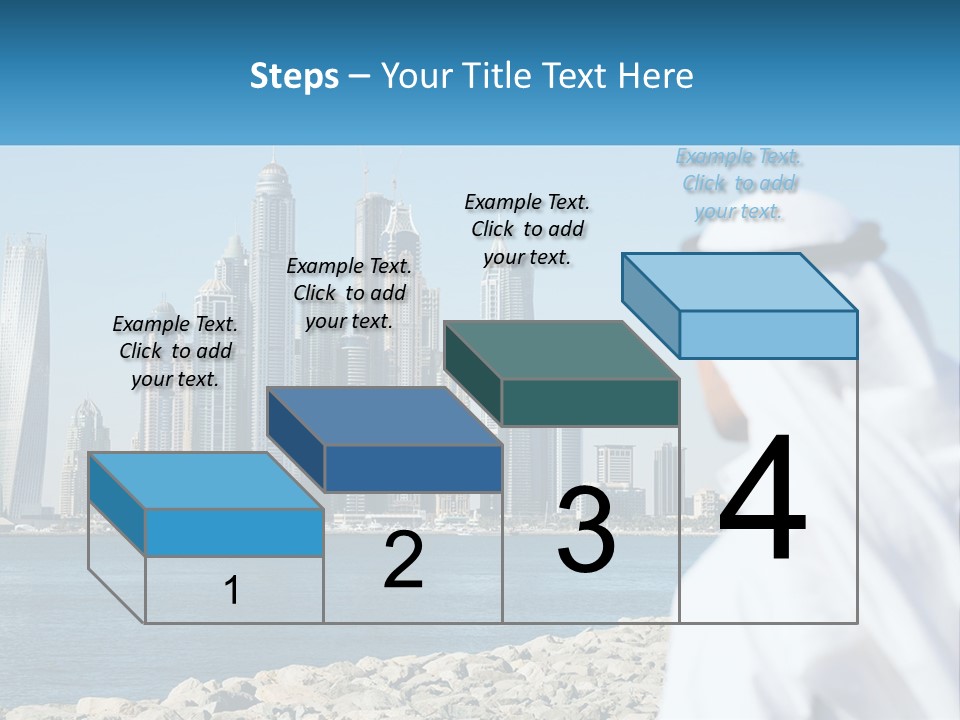 A Man Standing In Front Of A Body Of Water With A City In The Background PowerPoint Template
