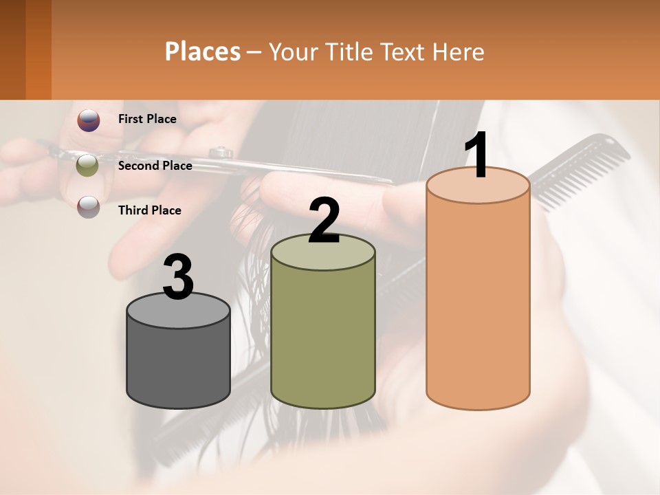 A Woman Is Cutting Her Hair With Scissors PowerPoint Template