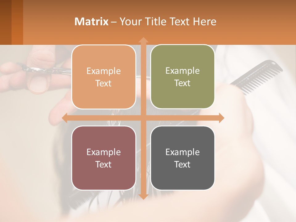 A Woman Is Cutting Her Hair With Scissors PowerPoint Template