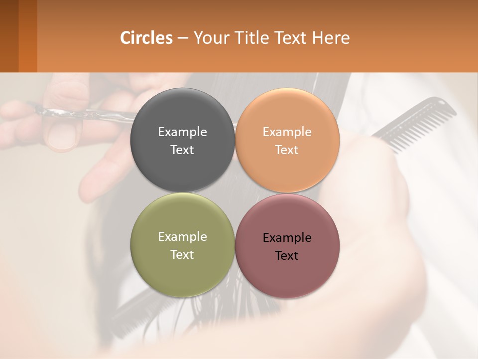 A Woman Is Cutting Her Hair With Scissors PowerPoint Template