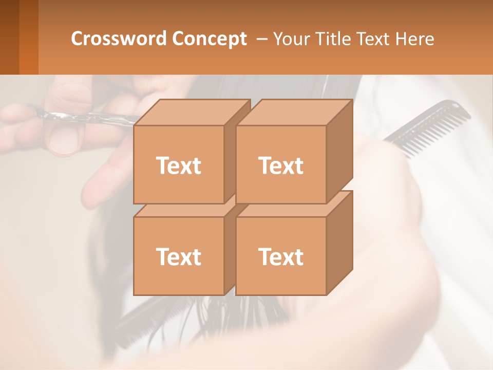 A Woman Is Cutting Her Hair With Scissors PowerPoint Template