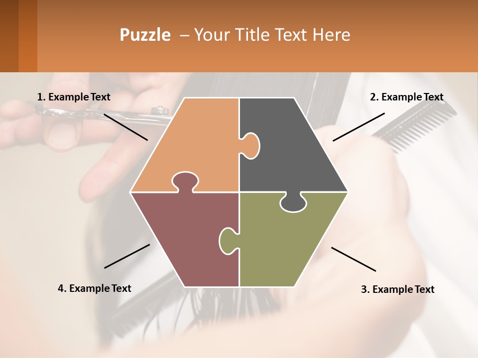 A Woman Is Cutting Her Hair With Scissors PowerPoint Template