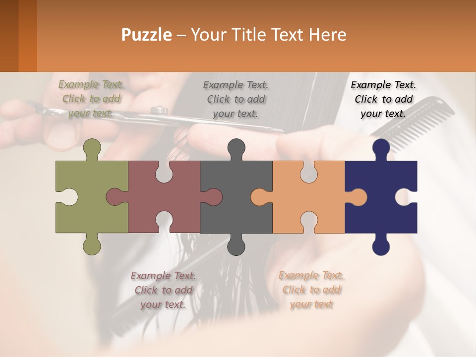 A Woman Is Cutting Her Hair With Scissors PowerPoint Template