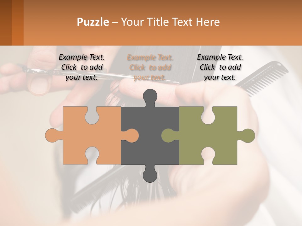 A Woman Is Cutting Her Hair With Scissors PowerPoint Template