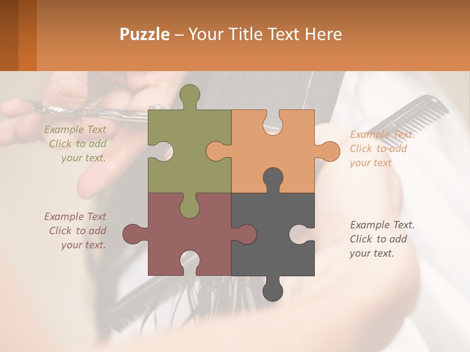 A Woman Is Cutting Her Hair With Scissors PowerPoint Template