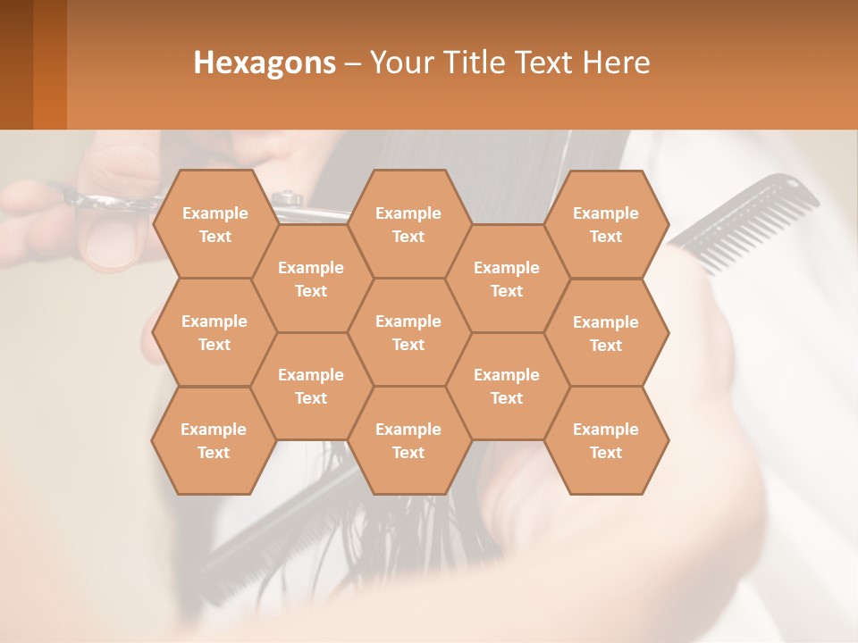 A Woman Is Cutting Her Hair With Scissors PowerPoint Template