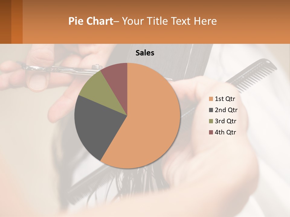 A Woman Is Cutting Her Hair With Scissors PowerPoint Template