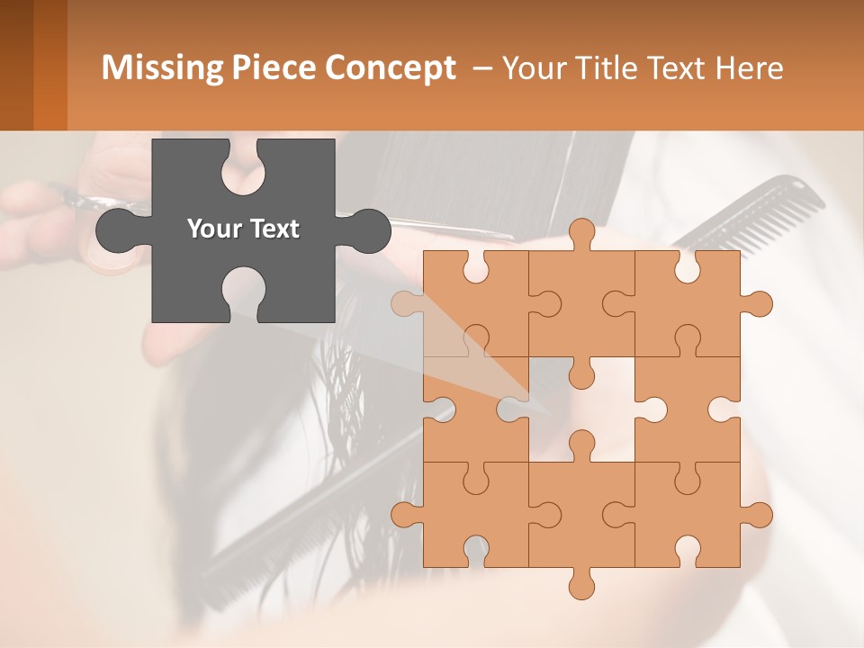 A Woman Is Cutting Her Hair With Scissors PowerPoint Template