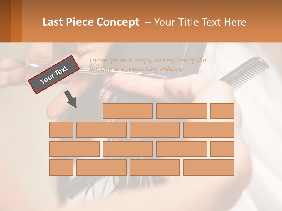 A Woman Is Cutting Her Hair With Scissors PowerPoint Template