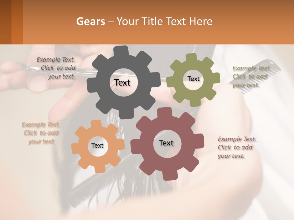 A Woman Is Cutting Her Hair With Scissors PowerPoint Template