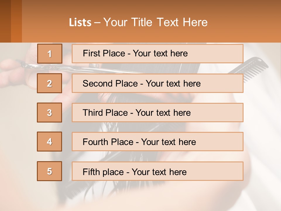 A Woman Is Cutting Her Hair With Scissors PowerPoint Template