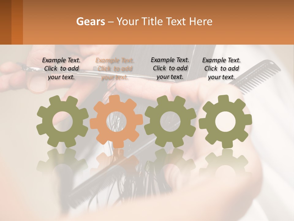 A Woman Is Cutting Her Hair With Scissors PowerPoint Template