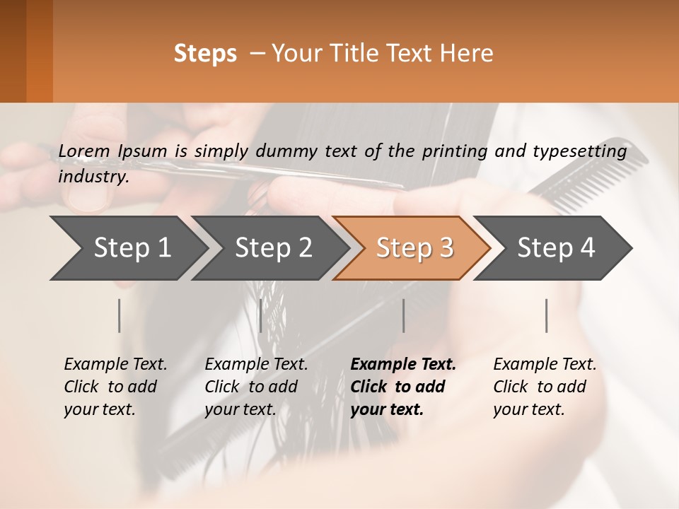 A Woman Is Cutting Her Hair With Scissors PowerPoint Template