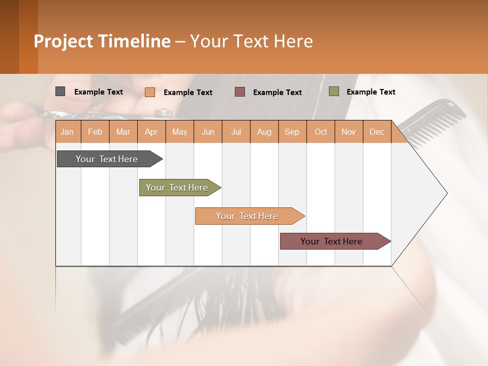 A Woman Is Cutting Her Hair With Scissors PowerPoint Template