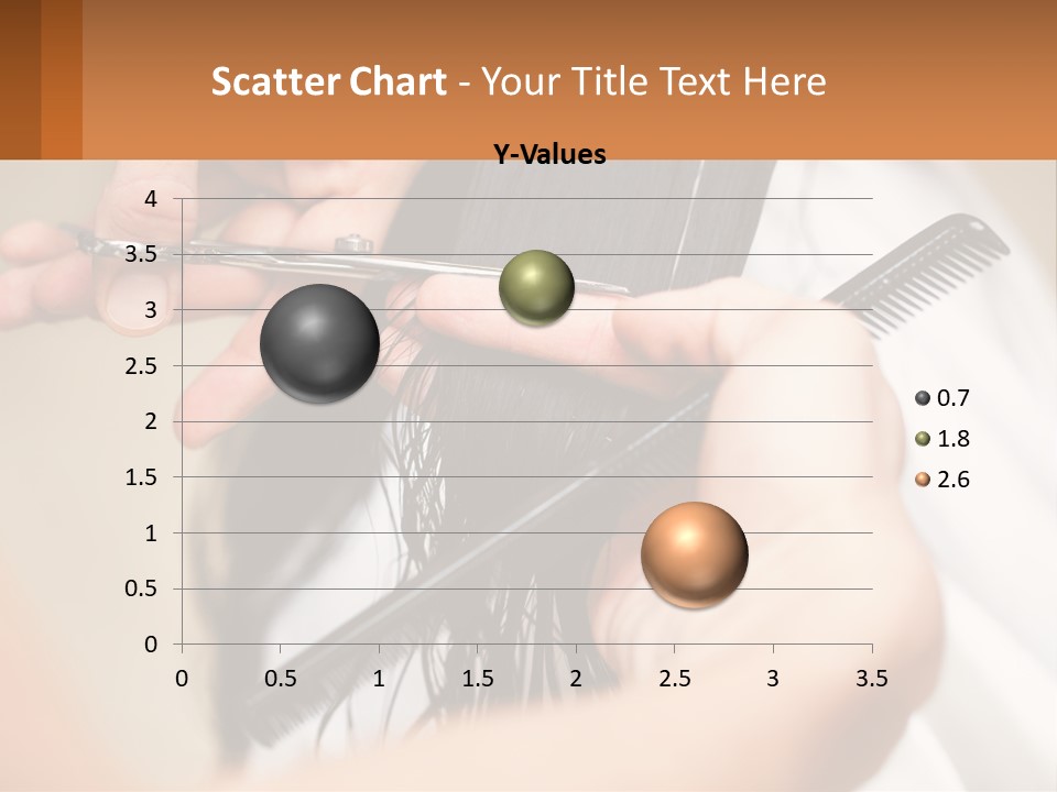 A Woman Is Cutting Her Hair With Scissors PowerPoint Template