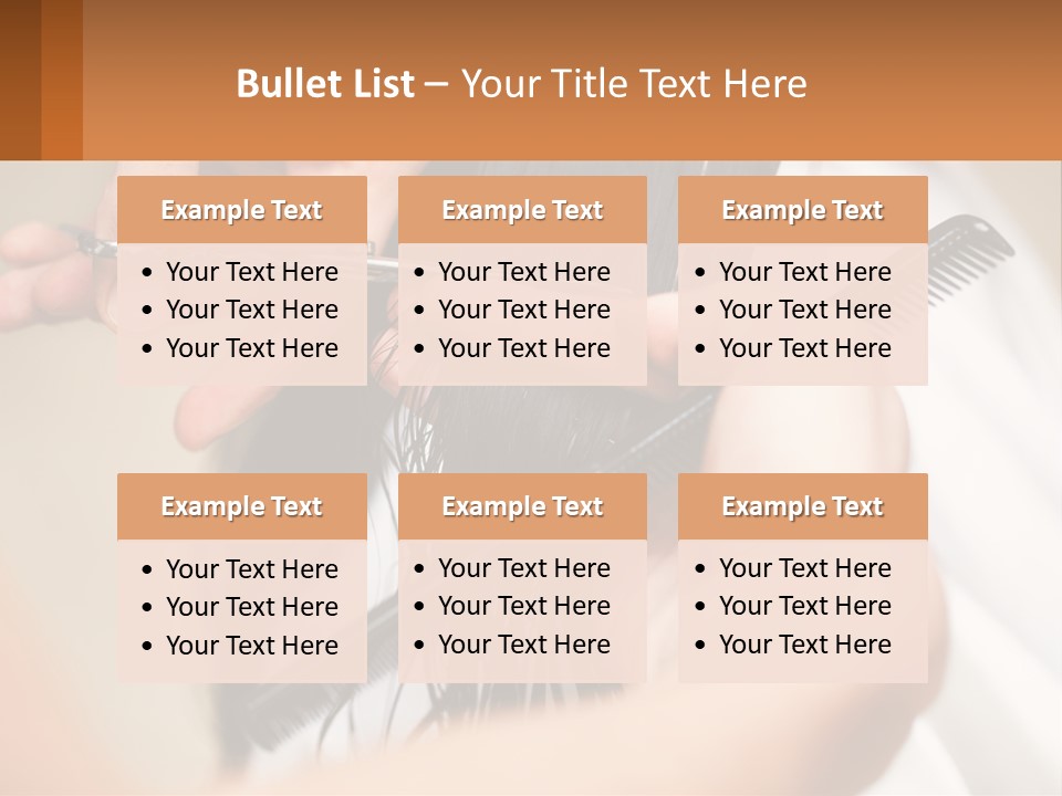 A Woman Is Cutting Her Hair With Scissors PowerPoint Template