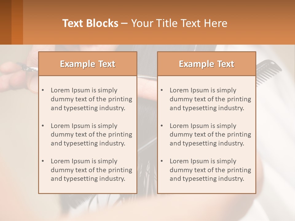 A Woman Is Cutting Her Hair With Scissors PowerPoint Template