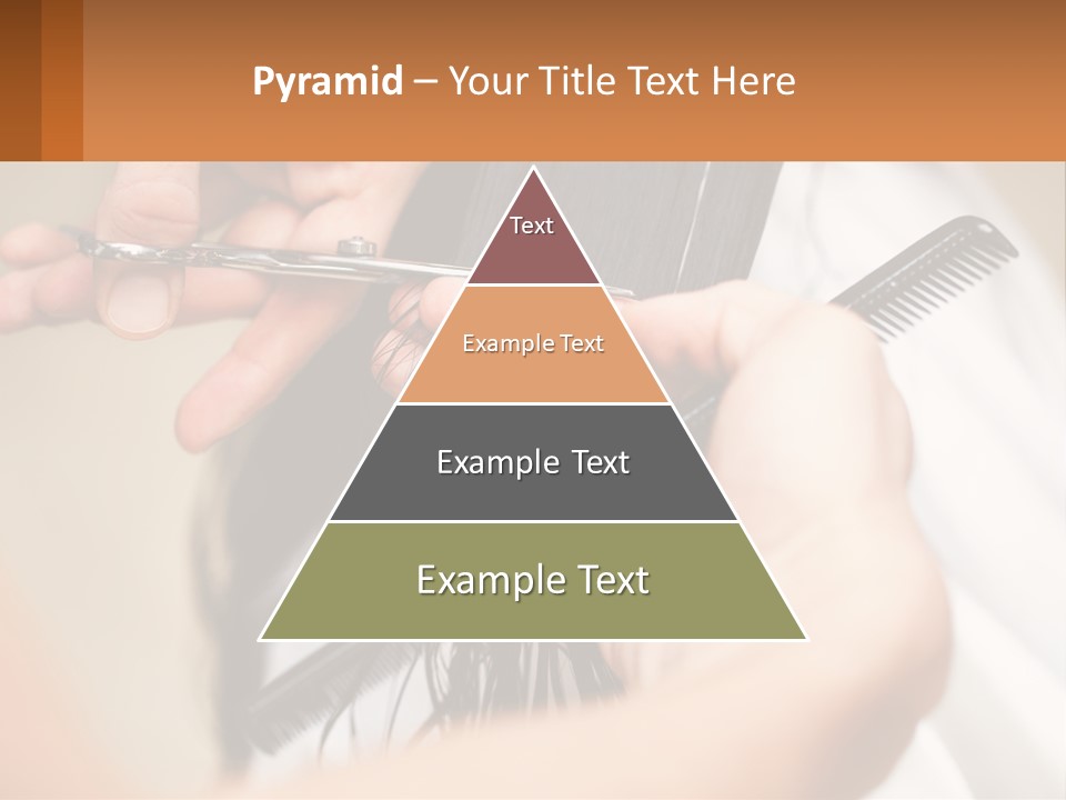 A Woman Is Cutting Her Hair With Scissors PowerPoint Template