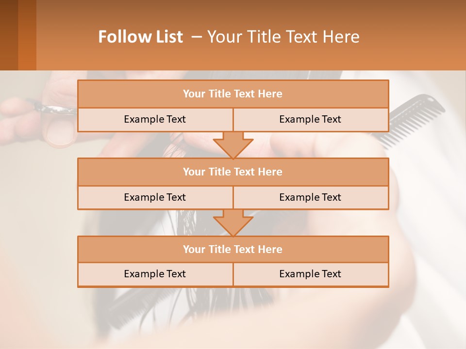 A Woman Is Cutting Her Hair With Scissors PowerPoint Template