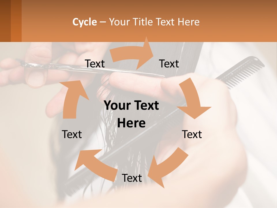 A Woman Is Cutting Her Hair With Scissors PowerPoint Template