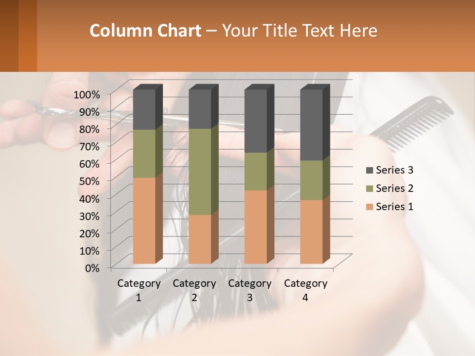 A Woman Is Cutting Her Hair With Scissors PowerPoint Template