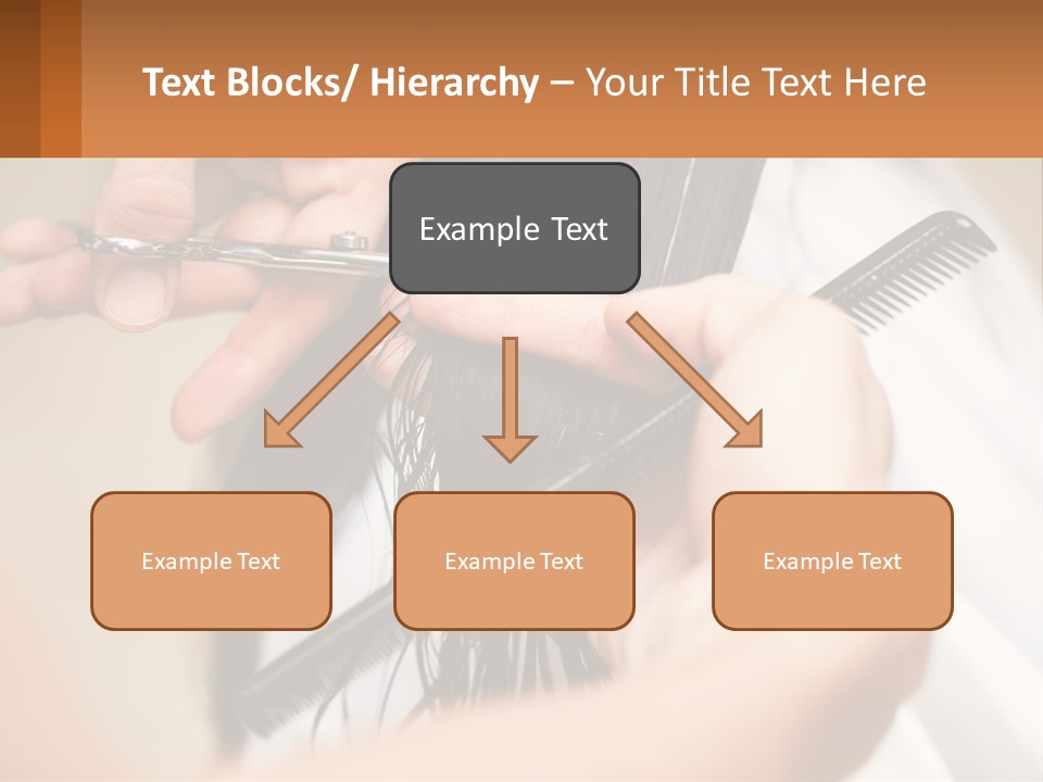 A Woman Is Cutting Her Hair With Scissors PowerPoint Template