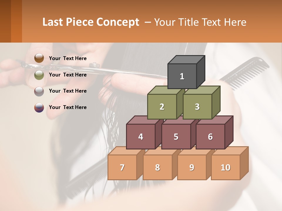 A Woman Is Cutting Her Hair With Scissors PowerPoint Template